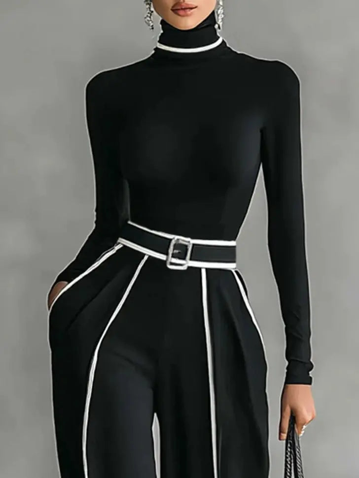 Emma | Conjunto elegante de dos piezas con cuello alto y pantalón ancho Alba Madrid