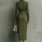 Carmen | Vestido maxi en verde militar Alba Madrid