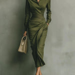 Carmen | Vestido maxi en verde militar Alba Madrid