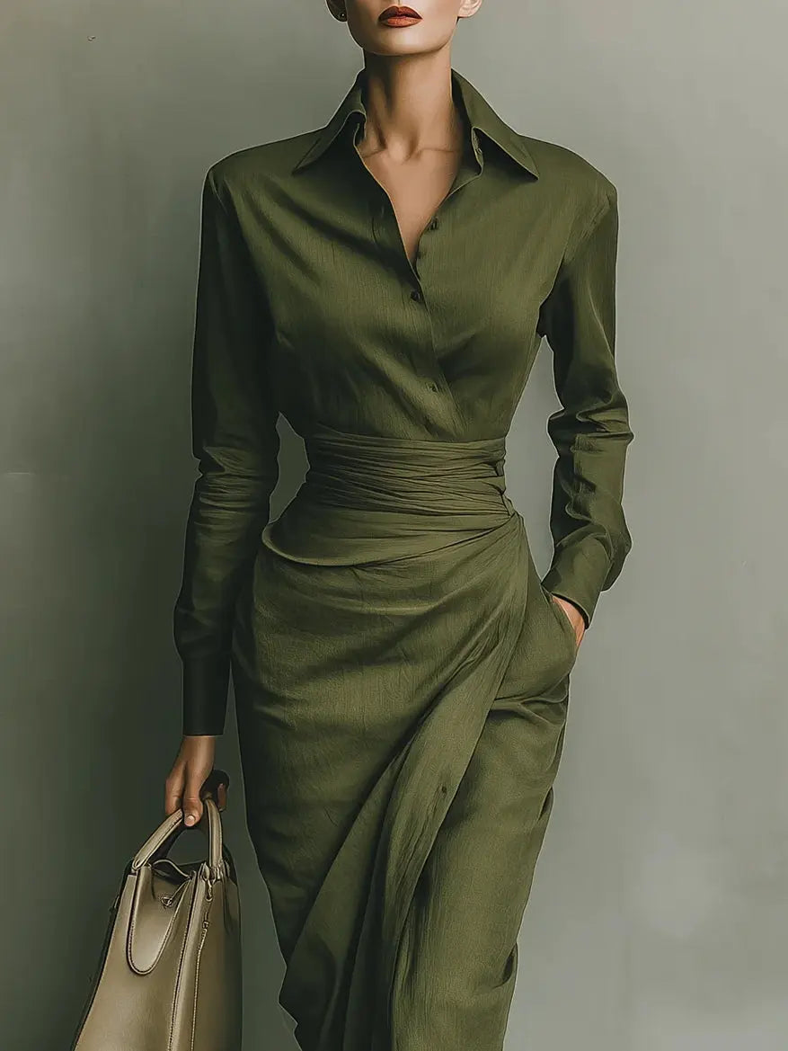 Carmen | Vestido maxi en verde militar Alba Madrid