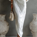 Carmen | Elegante vestido maxi de un solo hombro en blanco Alba Madrid