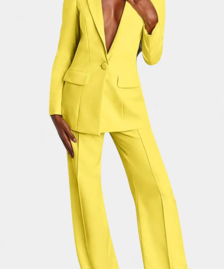 Marnie Conjunto de Blazer a Medida y Pantalones de Pierna Ancha Alba Madrid