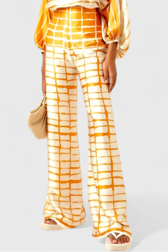 Sybella Conjunto de Dos Piezas con Hombros Descubiertos y Pantalones Amplios Estampados Alba Madrid