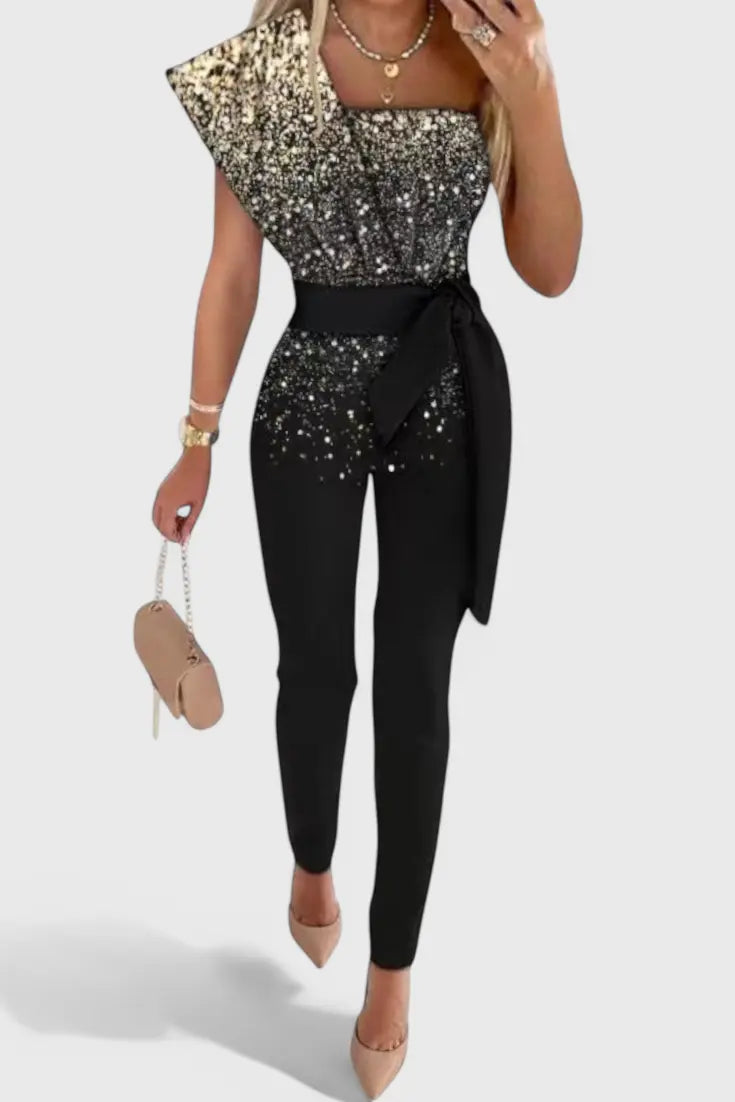 Layla Mono de Lentejuelas de Un Solo Hombro Alba Madrid