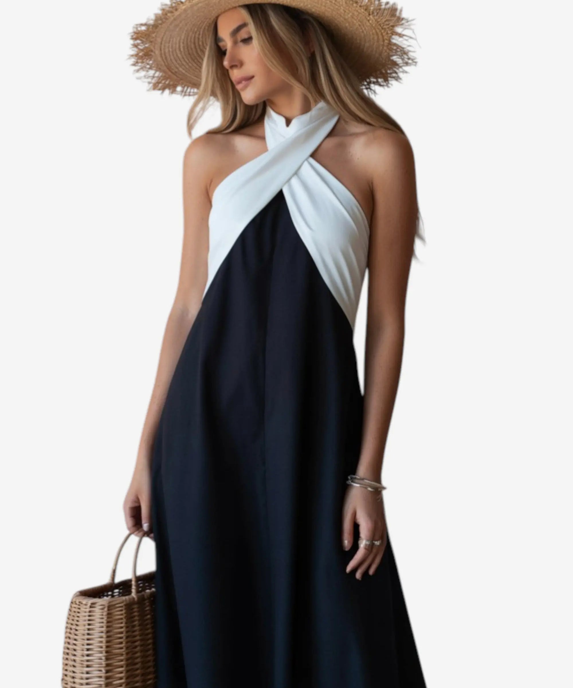 María - Vestido Chic con Espalda Descubierta y Cuello Cruzado Alba Madrid