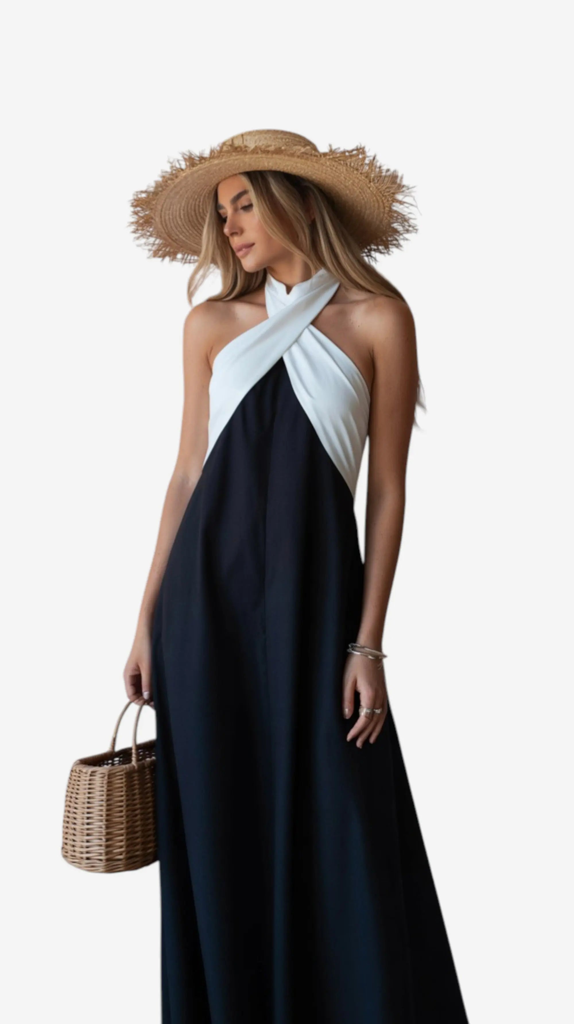 María - Vestido Chic con Espalda Descubierta y Cuello Cruzado Alba Madrid