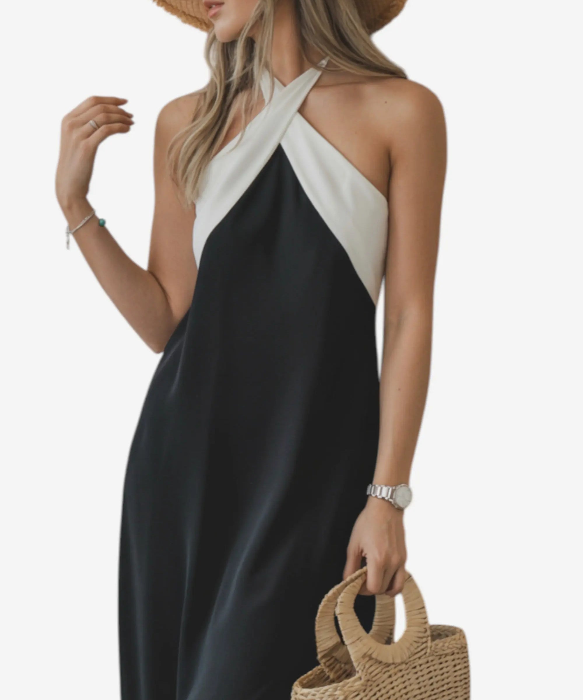 María - Vestido Chic con Espalda Descubierta y Cuello Cruzado Alba Madrid