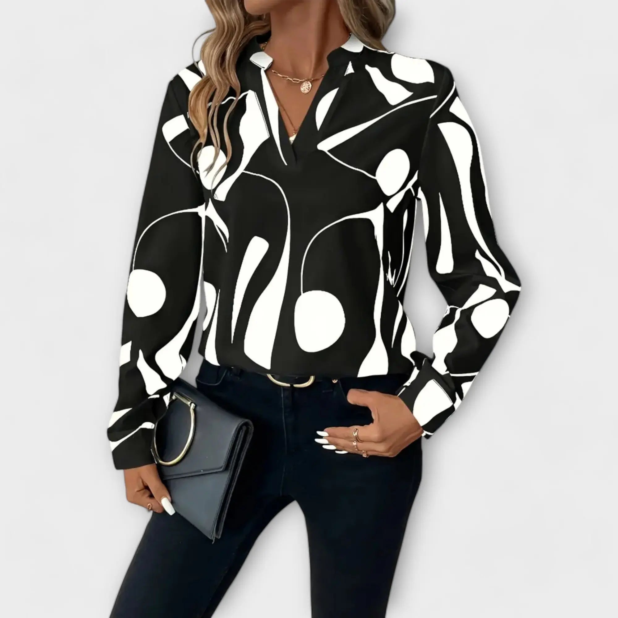 Beatriz | Elegante blusa de manga larga con escote en V Alba Madrid