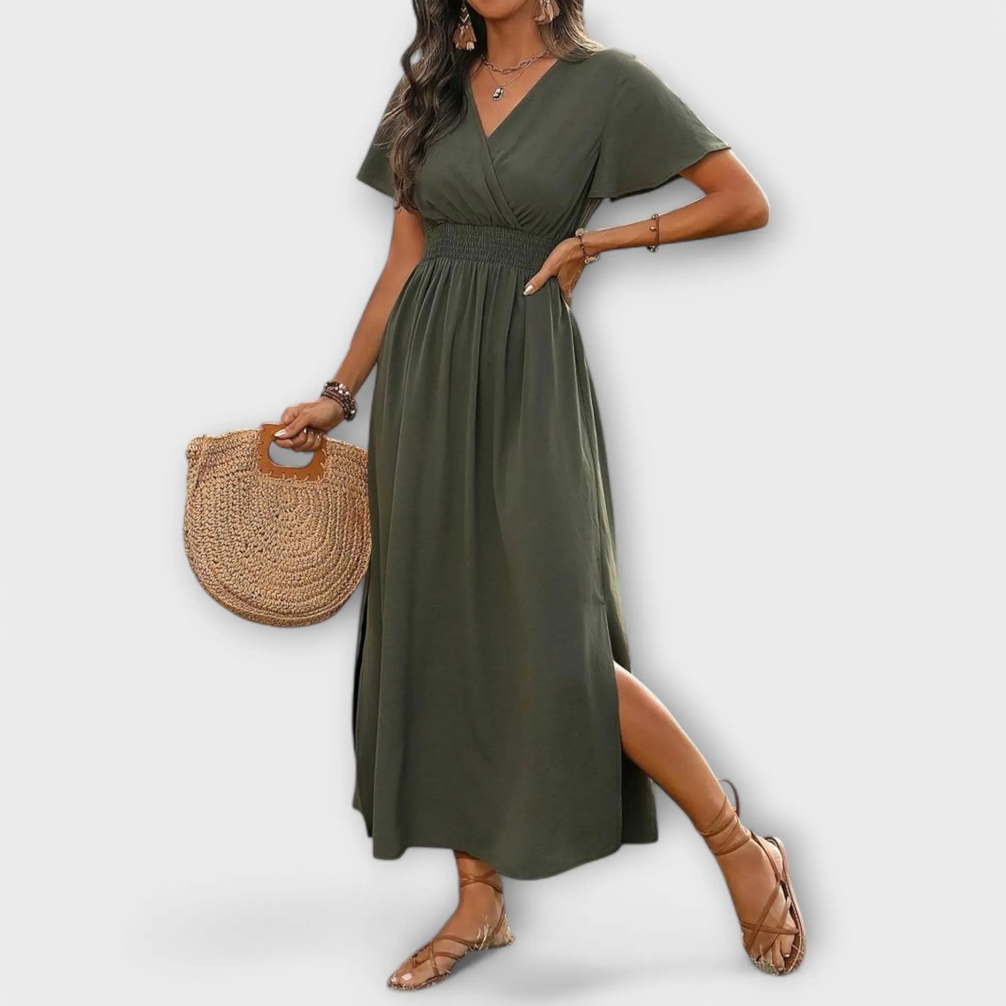 Carmen - Vestido de Manga Larga con Escote en V Alba Madrid