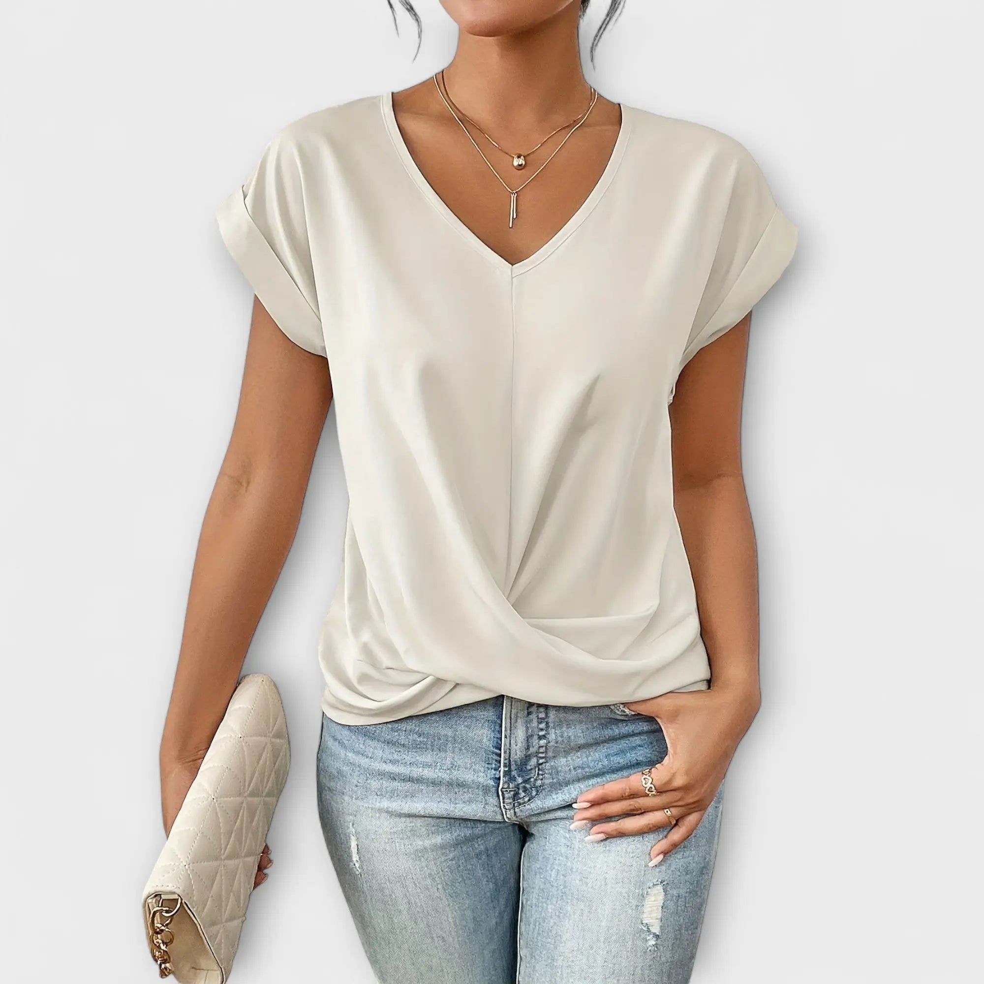 Elena | Blusa con escote en V y detalle de botón Alba Madrid