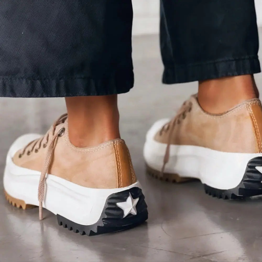 Elina - Zapatos Cómodos Con Tacón Grueso Lona Estilo Urbano Alba Madrid