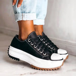 Elina - Zapatos Cómodos Con Tacón Grueso Lona Estilo Urbano Alba Madrid