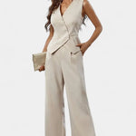 Heskia | Conjunto de Chaleco Sin Mangas y Pantalones de Pierna Ancha Alba Madrid