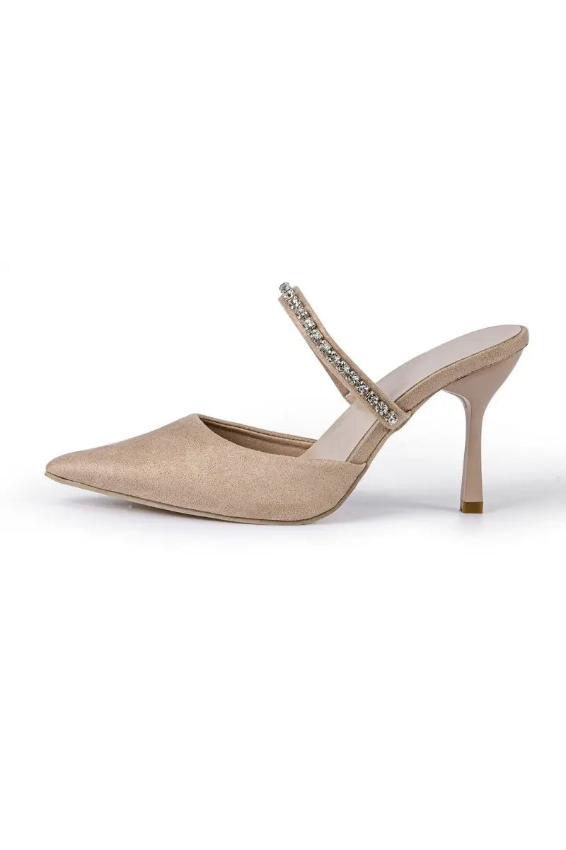 Zapatos de tacón con punta afilada decorados con cristales Alba Madrid