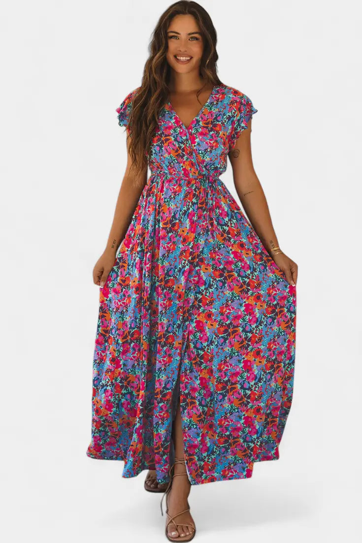 Patricia - Largo vestido cruzado con diseño floral Alba Madrid