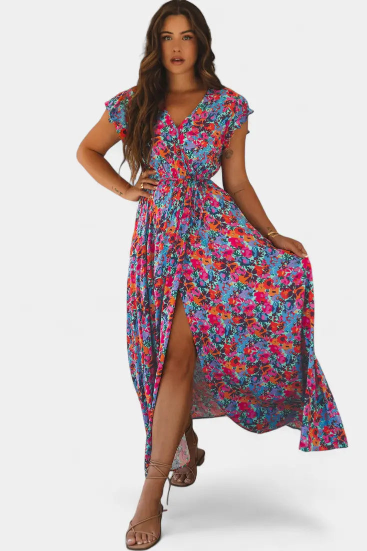 Patricia - Largo vestido cruzado con diseño floral Alba Madrid