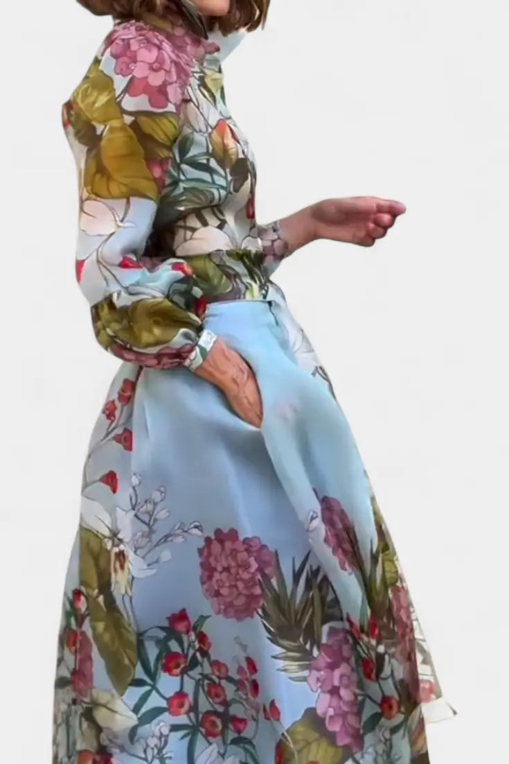 Sanne Conjunto Elegante Estampado de Camisa y Pantalón Fluido Alba Madrid