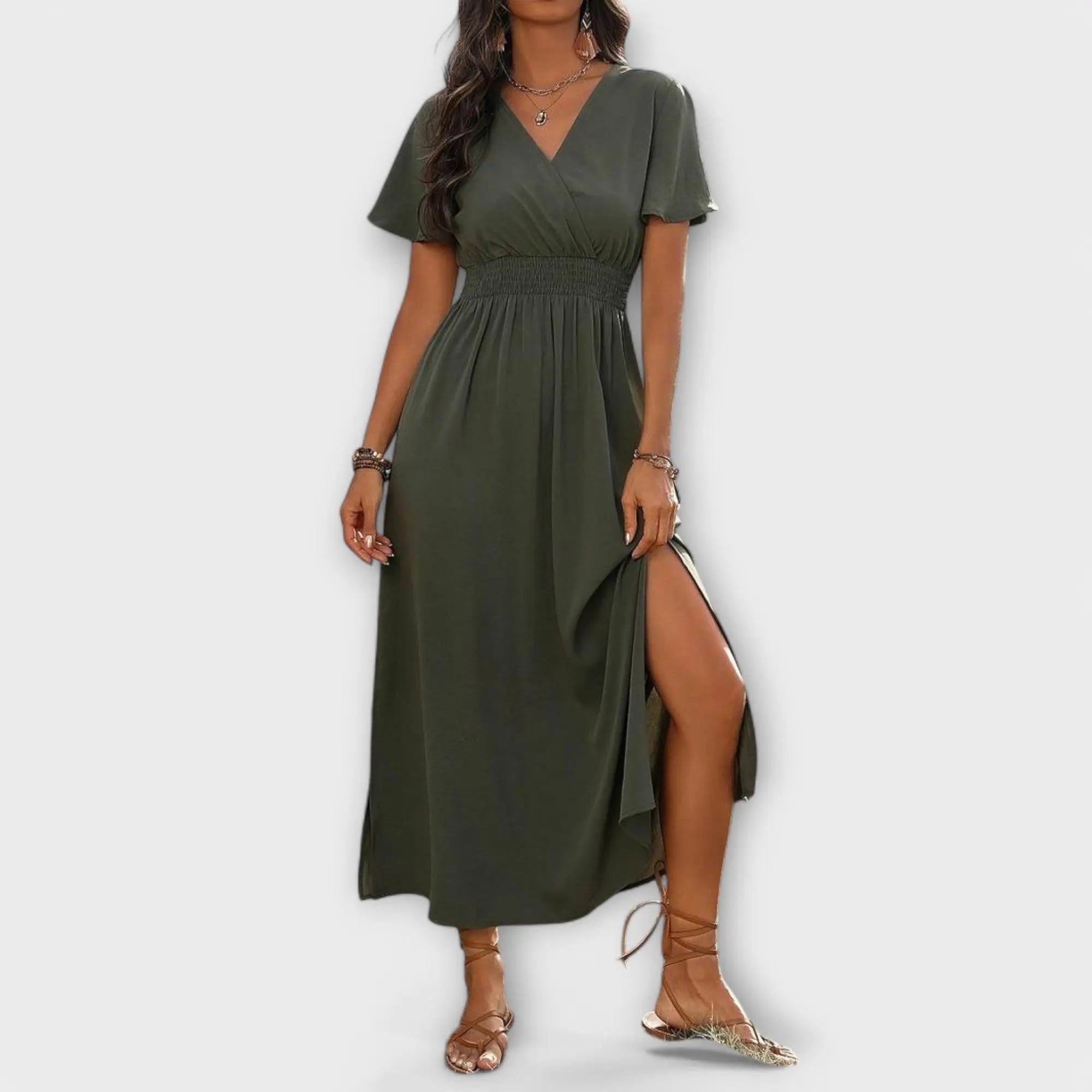 Carmen - Vestido de Manga Larga con Escote en V Alba Madrid