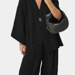 Eli Conjunto Oversize de Top con Cuello en V y Pantalón Recto Alba Madrid
