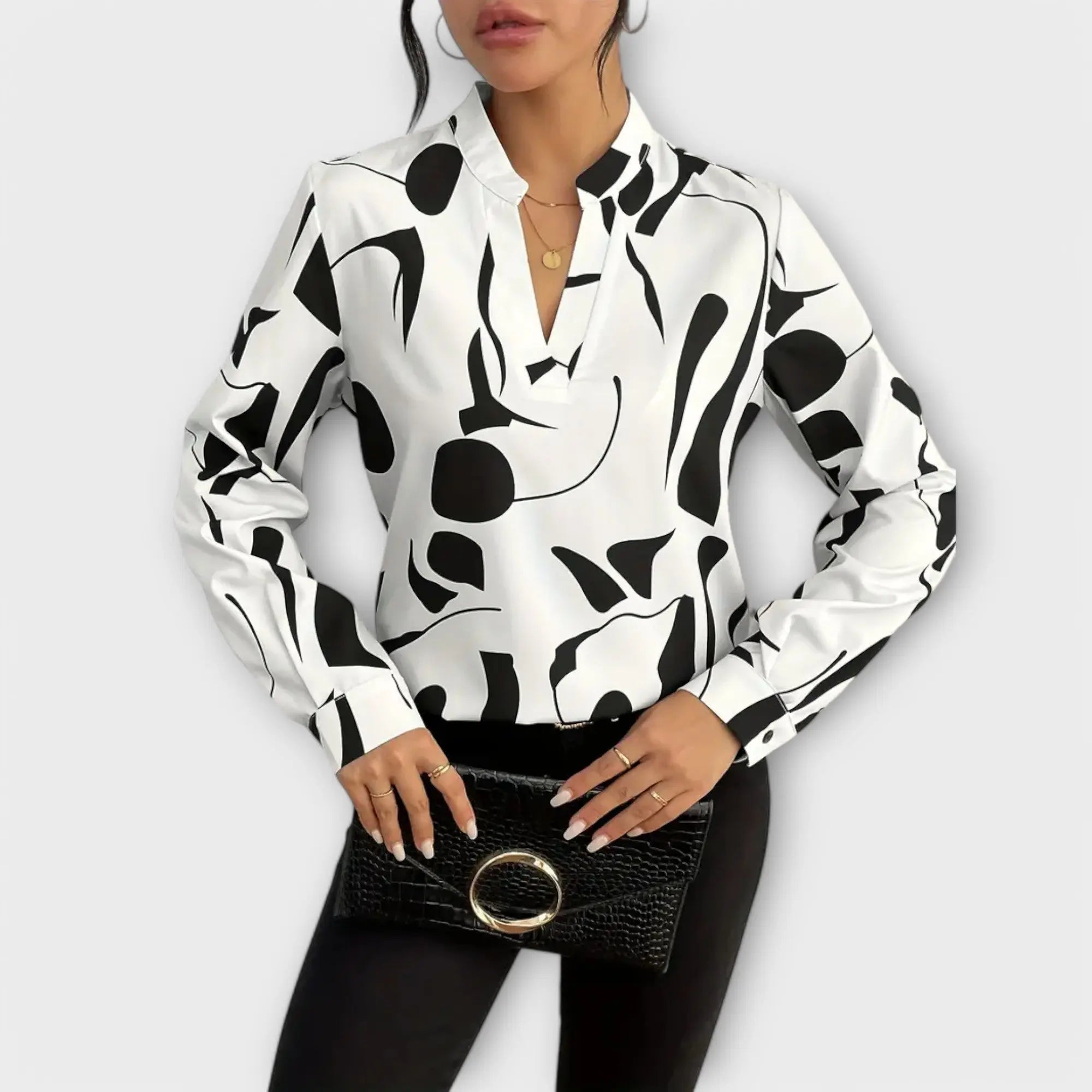 Beatriz | Elegante blusa de manga larga con escote en V Alba Madrid
