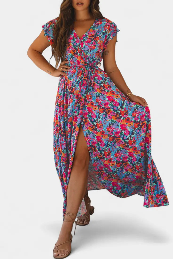 Patricia - Largo vestido cruzado con diseño floral Alba Madrid