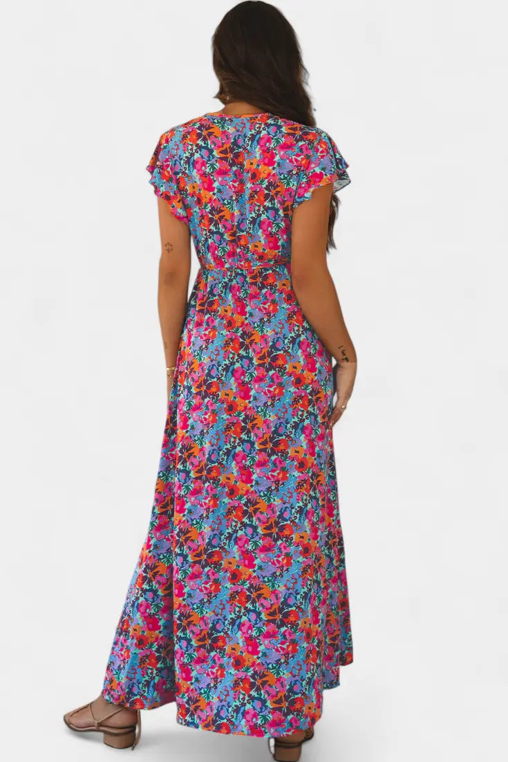 Patricia - Largo vestido cruzado con diseño floral Alba Madrid