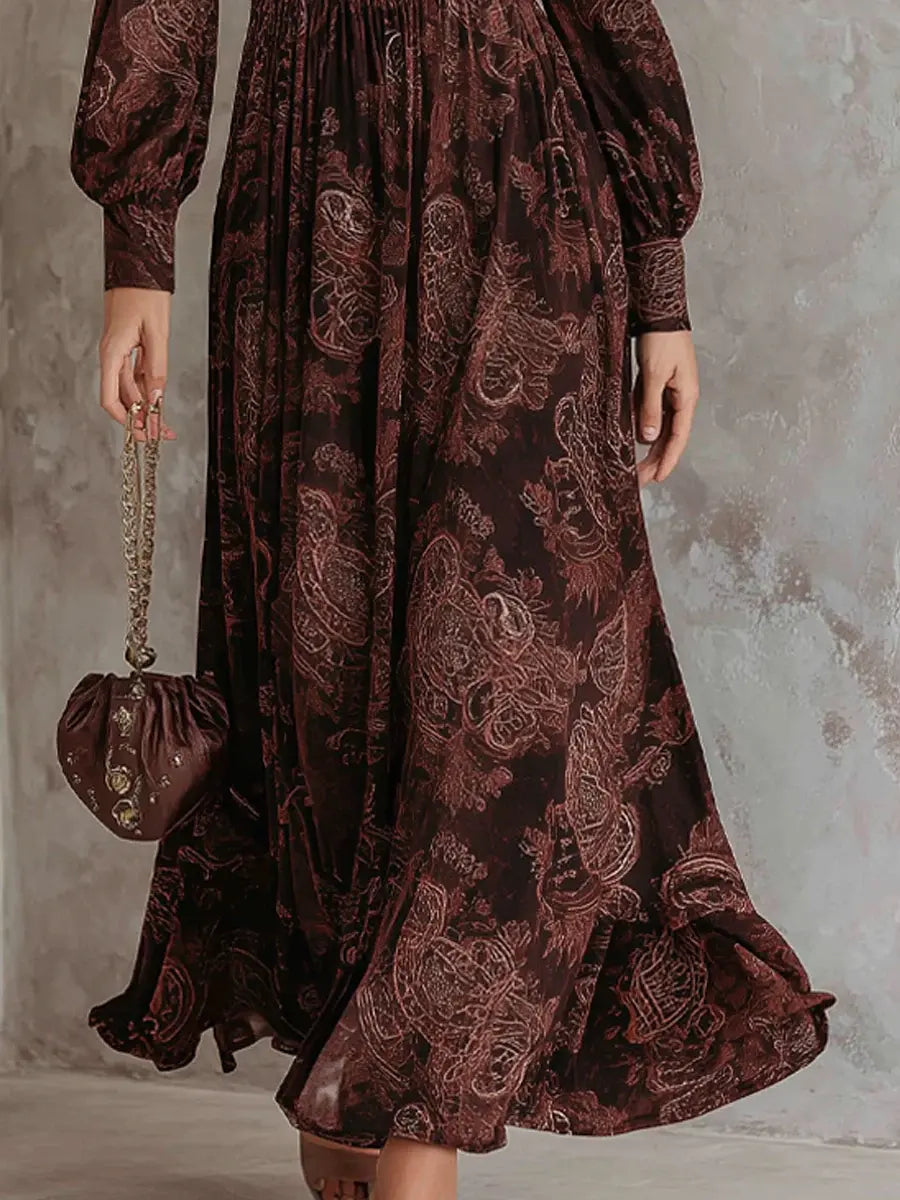 Carmen | Vestido maxi con estampado paisley y realce en la cintura Alba Madrid