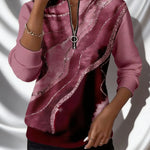 Valeria Brisa™ – Sudadera con Cremallera Cuarto y Estampado Abstracto Alba Madrid