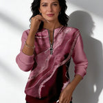Valeria Brisa™ – Sudadera con Cremallera Cuarto y Estampado Abstracto Alba Madrid