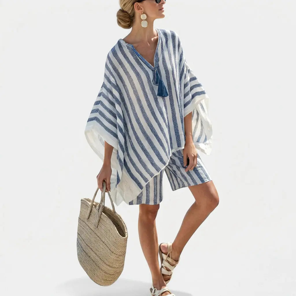 Salomé - Conjunto Rayado Blusa y Pantalones Cortos Alba Madrid