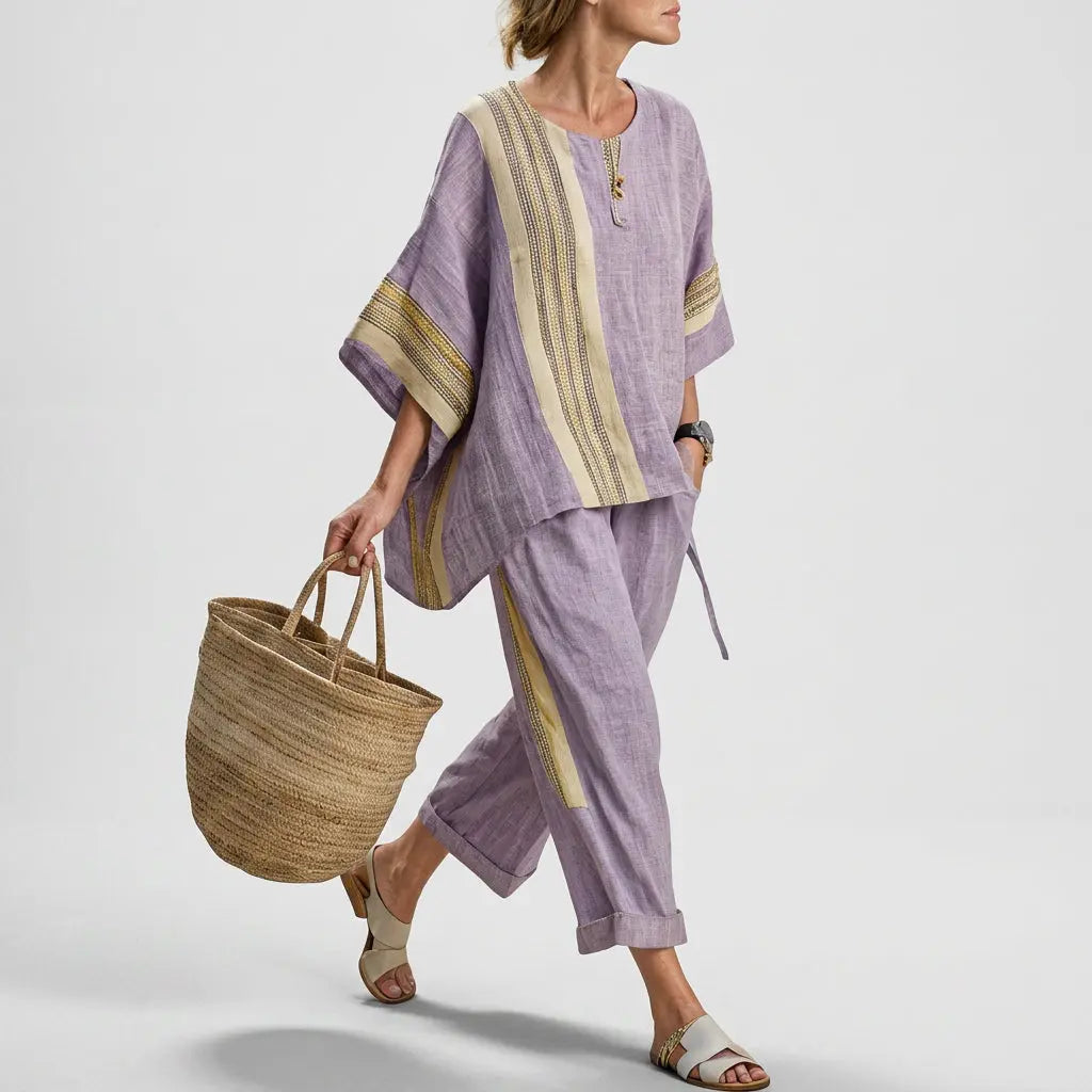 Lorena - Conjunto Boho de Lino y Bambú Alba Madrid
