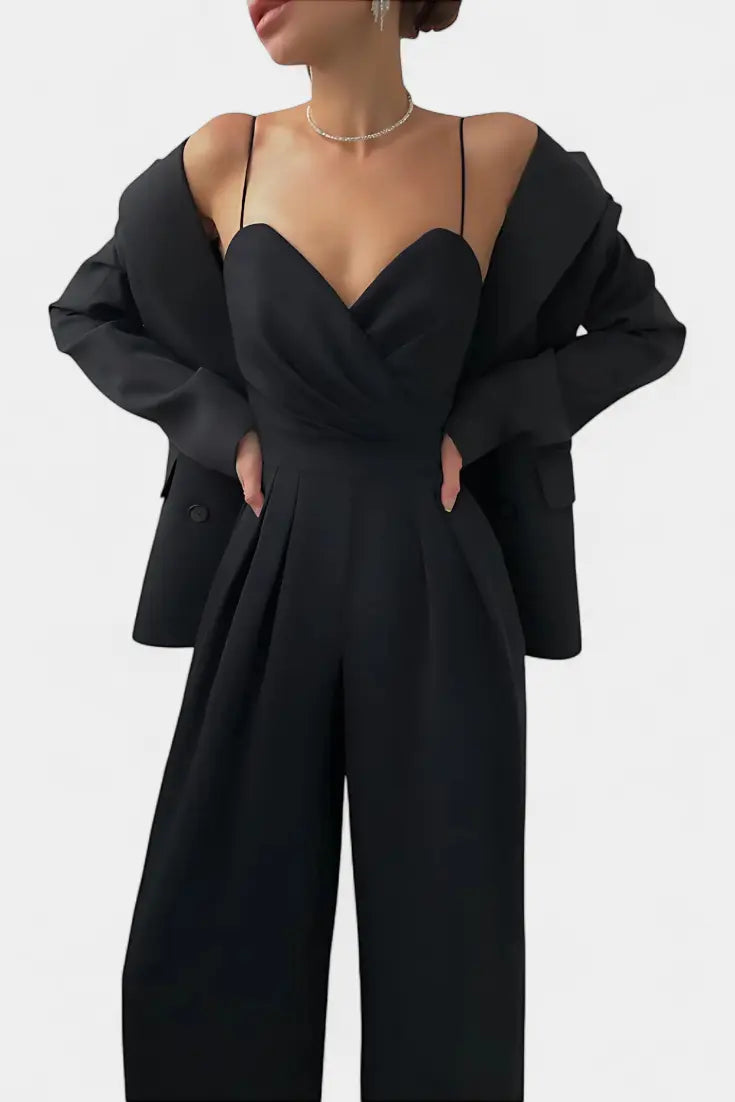 Romily Mono Sexy con Tirantes y Pierna Ancha Elegante Alba Madrid
