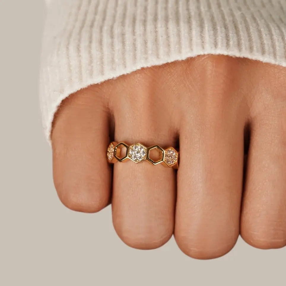 Cinthia - Anillo de oro y cristal Alba Madrid