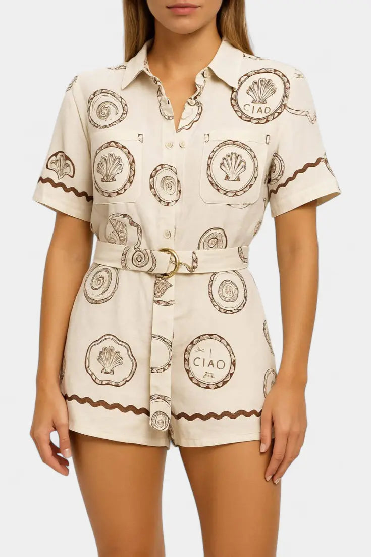 Seashell Mono Camiseta con Detalle de Concha y Botones Alba Madrid