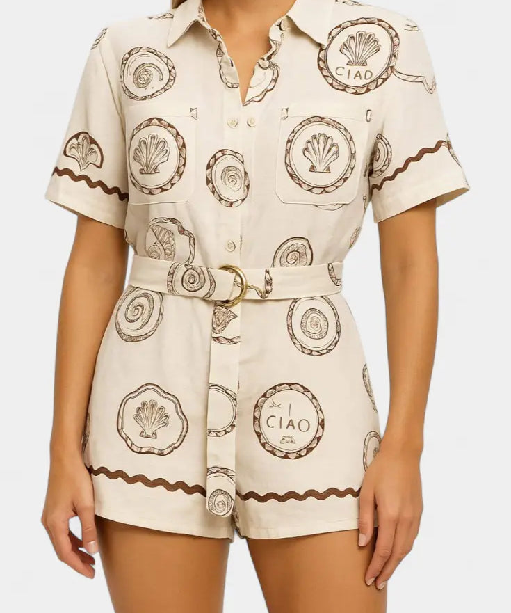 Seashell Mono Camiseta con Detalle de Concha y Botones Alba Madrid