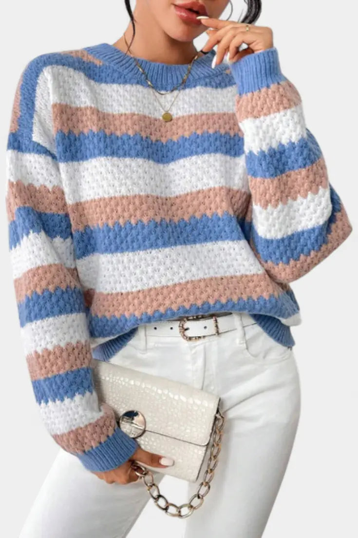 Kristen Jersey Oversized de Cuello Redondo a Rayas Alba Madrid