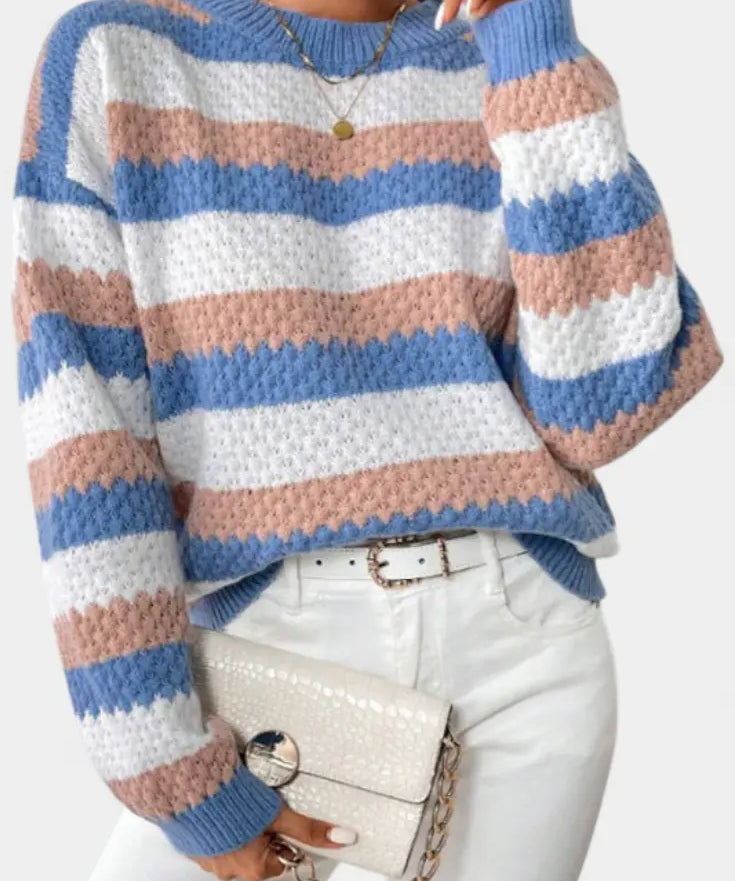Kristen Jersey Oversized de Cuello Redondo a Rayas Alba Madrid