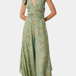 Leandra Mono Fluido Cruzado con Estampado Floral Verde Alba Madrid