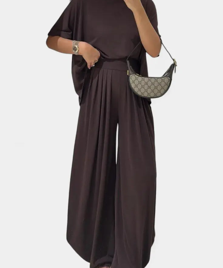 Trista Conjunto Casual de Top Suave y Pantalones de Pierna Ancha Alba Madrid