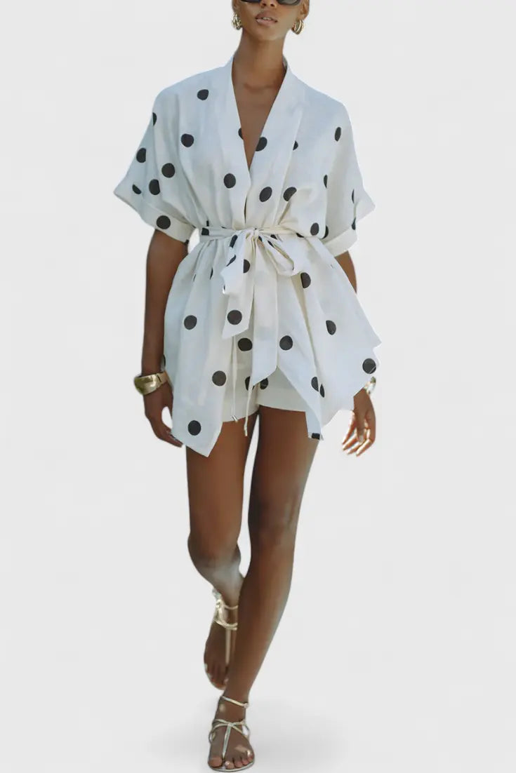 Avila Conjunto de Kimono con Nudo y Shorts con Lunares Alba Madrid