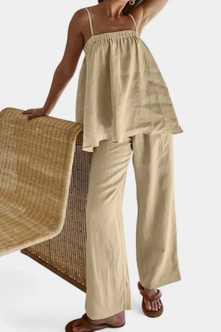 Lía Conjunto de Verano con Top Suelto y Pantalón Fluido Alba Madrid