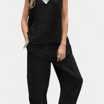 Leona Conjunto de Chaleco y Pantalón Sin Mangas en Algodón Lino Alba Madrid