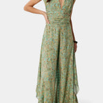 Leandra Mono Fluido Cruzado con Estampado Floral Verde Alba Madrid