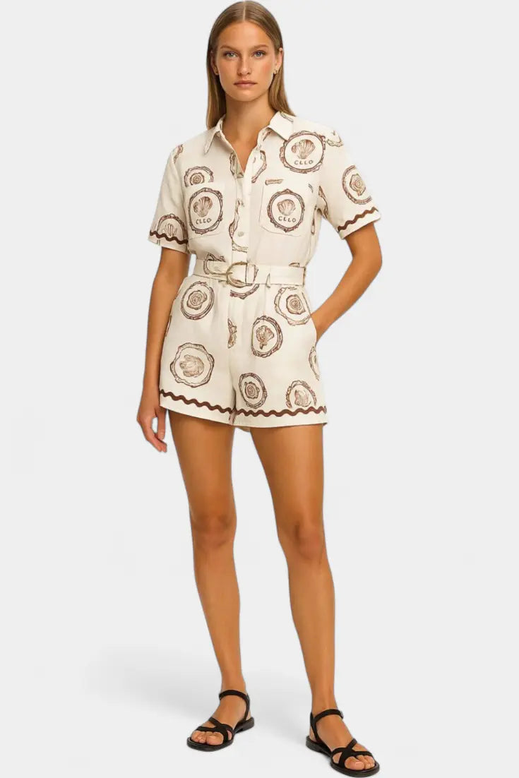 Seashell Mono Camiseta con Detalle de Concha y Botones Alba Madrid