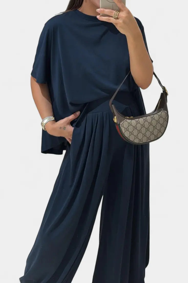Trista Conjunto Casual de Top Suave y Pantalones de Pierna Ancha Alba Madrid
