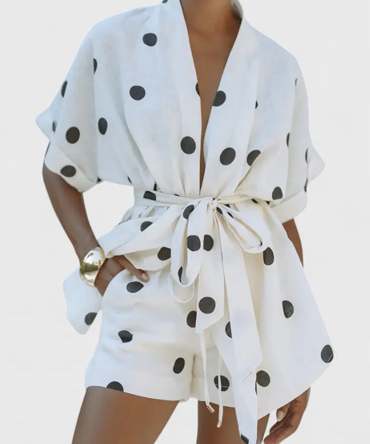 Avila Conjunto de Kimono con Nudo y Shorts con Lunares Alba Madrid