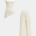 Pilarica Conjunto Plisado con Top Asimétrico Halter y Pantalón Fluido Alba Madrid
