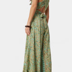 Leandra Mono Fluido Cruzado con Estampado Floral Verde Alba Madrid