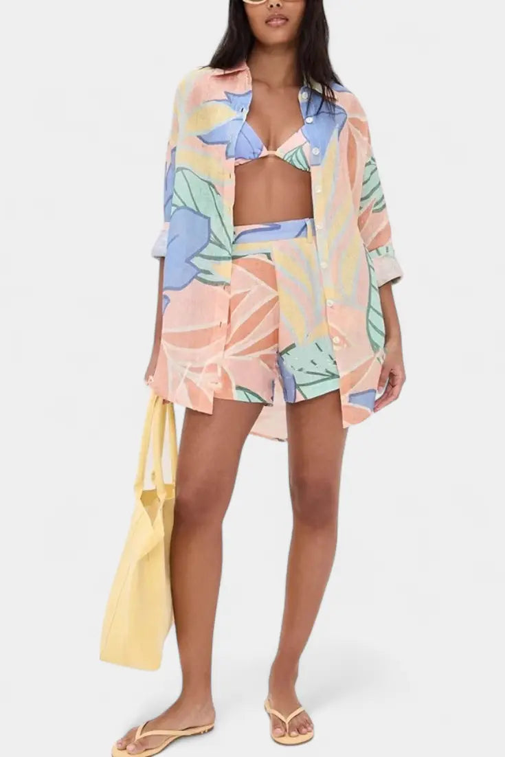 Lumina Conjunto Tropical con Camisa Holgada y Shorts de Cintura Alta Alba Madrid