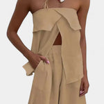 Oriana Conjunto Strapless con Falda de Abertura en Color Liso Alba Madrid